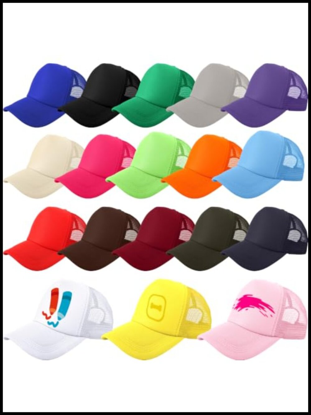 18 Pack Blank Trucker Hats Adjustable Sublimation DIY Baseball Caps for Summer